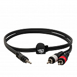 Компонентный кабель ROCKDALE XC-001-1M, 3,5 мм Stereo Mini Jack (папа) - 2 х RCA(папа), 1 м, черный – фото 3