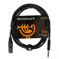 Микрофонный кабель ROCKDALE IJ001 -3m,  XLR (папа) - 6,3 мм Stereo Jack (папа), 3 м, черный