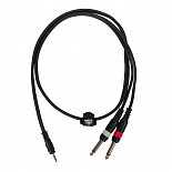 Компонентный кабель ROCKDALE XC-002-1M, 3,5 мм Mini Jack (папа) - 2 х 6,3 мм Mono Jack (папа), 1 м, черный – фото 3
