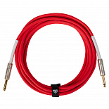 Инструментальный (гитарный) кабель ROCKDALE Wild A5, 6,3 мм Mono Jack (папа) x 2, 5 м, красный – фото 3