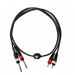 Компонентный кабель ROCKDALE DC005-1M, 2 x 6,3 мм Mono Jack (папа) - 2 RCA (папа), 1 м, черный – фото 3