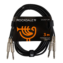 Компонентный кабель  ROCKDALE DC007-3M, 2 x 6,3 мм Mono Jack (папа) - 2 х 6,3 мм Mono Jack (папа), 1 м, Черный