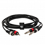 Компонентный кабель ROCKDALE DC005-3M, 2 x 6,3 мм Mono Jack (папа) - 2 x RCA (папа), 3 м, черный – фото 4