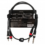 Компонентный кабель ROCKDALE DC005-1M, 2 x 6,3 мм Mono Jack (папа) - 2 RCA (папа), 1 м, черный – фото 2