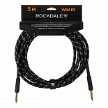 Инструментальный (гитарный) кабель ROCKDALE Wild E5, твид, 6,3 мм Mono Jack(папа) x 2, 5 м, черный – фото 1