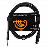 Микрофонный кабель ROCKDALE XF001-3M, XLR (мама) - 6,3 мм Stereo Jack(папа), 3 м, черный – фото 1