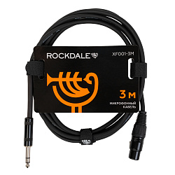 Микрофонный кабель ROCKDALE XF001-3M, XLR (мама) - 6,3 мм Stereo Jack(папа), 3 м, черный
