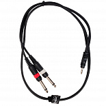 Компонентный кабель ROCKDALE XC-002-1M, 3,5 мм Mini Jack (папа) - 2 х 6,3 мм Mono Jack (папа), 1 м, черный – фото 9