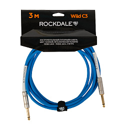 Инструментальный (гитарный) кабель ROCKDALE Wild C3, 6,3 мм Mono Jack (папа) x 2, 3 м, голубой