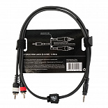 Компонентный кабель ROCKDALE XC-001-1M, 3,5 мм Stereo Mini Jack (папа) - 2 х RCA(папа), 1 м, черный – фото 2