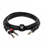 Компонентный кабель ROCKDALE XC-14S-3M,  2 х 6,3 мм Mono Jack (папа) - 6,3 мм Stereo Jack (папа), 3 м, черный – фото 4