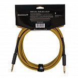 Инструментальный (гитарный) кабель ROCKDALE Wild EY3, 6,3 мм Mono Jack (папа) x 2, 3 м, желтый – фото 2