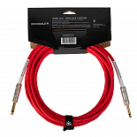 Инструментальный (гитарный) кабель ROCKDALE Wild A5, 6,3 мм Mono Jack (папа) x 2, 5 м, красный – фото 2