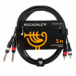 Компонентный кабель ROCKDALE DC005-3M, 2 x 6,3 мм Mono Jack (папа) - 2 x RCA (папа), 3 м, черный – фото 1