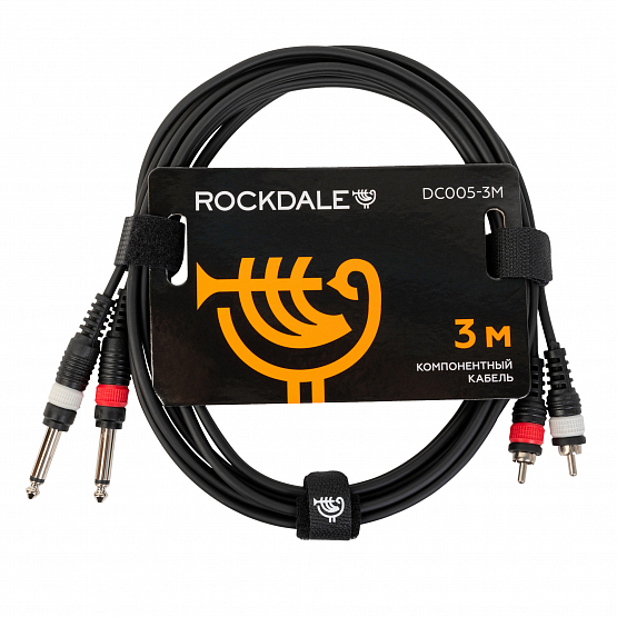 Компонентный кабель ROCKDALE DC005-3M, 2 x 6,3 мм Mono Jack (папа) - 2 x RCA (папа), 3 м, черный | Музыкальные инструменты ROCKDALE