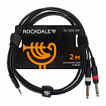 Компонентный кабель ROCKDALE XC-001-2M, 3,5 мм Stereo Mini Jack (папа) - 2 х RCA(папа), 2 м, черный – фото 1