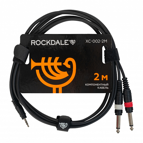 Компонентный кабель ROCKDALE XC-001-2M, 3,5 мм Stereo Mini Jack (папа) - 2 х RCA(папа), 2 м, черный | Музыкальные инструменты ROCKDALE