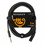 Микрофонный кабель ROCKDALE XJ001-5M, XLR (папа) - 6,3 мм Stereo Jack(папа), 5 м, черный – фото 1