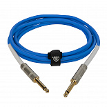 Инструментальный (гитарный) кабель ROCKDALE Wild C3, 6,3 мм Mono Jack (папа) x 2, 3 м, голубой – фото 4