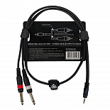 Компонентный кабель ROCKDALE XC-002-1M, 3,5 мм Mini Jack (папа) - 2 х 6,3 мм Mono Jack (папа), 1 м, черный – фото 2