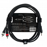 Компонентный кабель ROCKDALE XC-001-3M, 3,5 мм Stereo Mini Jack (папа) - 2 x RCA (папа), 3 м, черный – фото 2