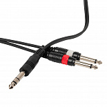 Компонентный кабель ROCKDALE XC-14S-2M, 2 x 6,3 мм Mono Jack (папа) - 3,5 мм Stereo Mini Jack(папа), 2 м, черный – фото 5