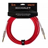 Инструментальный (гитарный) кабель ROCKDALE Wild A5, 6,3 мм Mono Jack (папа) x 2, 5 м, красный – фото 1