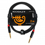 Инструментальный кабель ROCKDALE IC070-2M, 6,3 мм Mono Jack (папа) х 2, 2 м, черный – фото 1