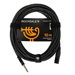 Микрофонный кабель ROCKDALE MN001-10M, XLR (папа) - 6,3 мм Mono Jack(папа), 10 м, черный