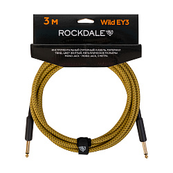 Инструментальный (гитарный) кабель ROCKDALE Wild EY3, 6,3 мм Mono Jack (папа) x 2, 3 м, желтый