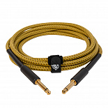Инструментальный (гитарный) кабель ROCKDALE Wild EY3, 6,3 мм Mono Jack (папа) x 2, 3 м, желтый – фото 4