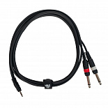 Компонентный кабель ROCKDALE XC-001-2M, 3,5 мм Stereo Mini Jack (папа) - 2 х RCA(папа), 2 м, черный – фото 3