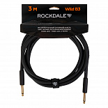 Инструментальный (гитарный) кабель ROCKDALE Wild B3, 6,3 мм Mono Jack (папа) x 2, 3 м, черный – фото 1