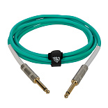 Инструментальный (гитарный) кабель ROCKDALE Wild D3, 6,3 мм Mono Jack (папа) x2, 3 м, светло-зеленый – фото 4