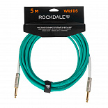 Инструментальный (гитарный) кабель ROCKDALE Wild D5, 6,3 мм Mono Jack (папа) x 2, 5 м, светло-зеленый – фото 1