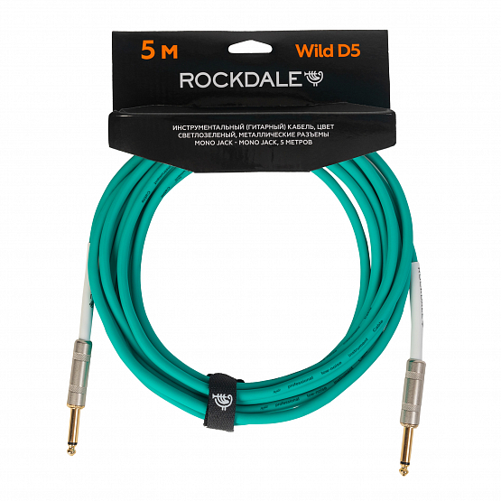 Инструментальный (гитарный) кабель ROCKDALE Wild D5, 6,3 мм Mono Jack (папа) x 2, 5 м, светло-зеленый | Музыкальные инструменты ROCKDALE