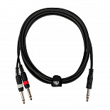 Компонентный кабель ROCKDALE XC-14S-3M,  2 х 6,3 мм Mono Jack (папа) - 6,3 мм Stereo Jack (папа), 3 м, черный – фото 3