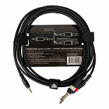 Компонентный кабель КАБЕЛЬ ROCKDALE XC-001-3M, 3,5 мм stereo Mini Jack(папа) - 2 х RCA(папа), 3 м, черный – фото 2