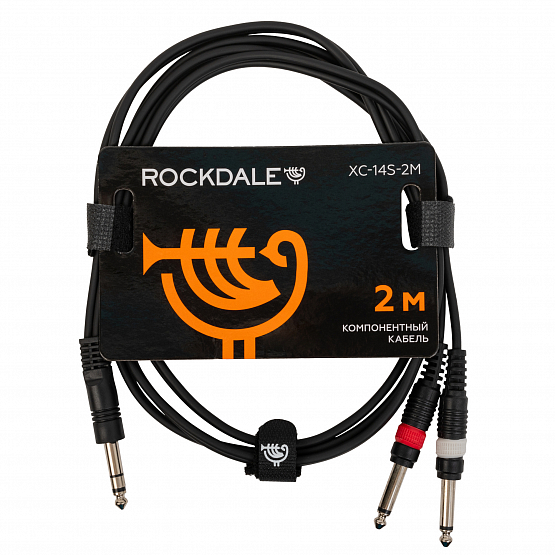 Компонентный кабель ROCKDALE XC-14S-2M, 2 x 6,3 мм Mono Jack (папа) - 3,5 мм Stereo Mini Jack(папа), 2 м, черный | Музыкальные инструменты ROCKDALE