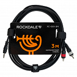 Компонентный кабель ROCKDALE XC-001-3M, 3,5 мм Stereo Mini Jack (папа) - 2 x RCA (папа), 3 м, черный – фото 1
