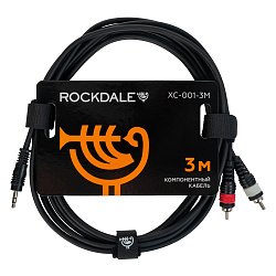 Компонентный кабель ROCKDALE XC-001-3M, 3,5 мм Stereo Mini Jack (папа) - 2 x RCA (папа), 3 м, черный