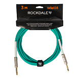 Инструментальный (гитарный) кабель ROCKDALE Wild D3, 6,3 мм Mono Jack (папа) x2, 3 м, светло-зеленый – фото 1