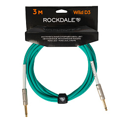 Инструментальный (гитарный) кабель ROCKDALE Wild D3, 6,3 мм Mono Jack (папа) x2, 3 м, светло-зеленый