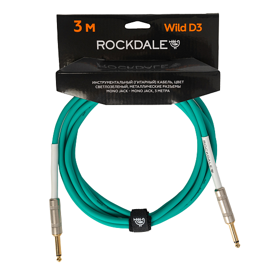 Инструментальный (гитарный) кабель ROCKDALE Wild D3, 6,3 мм Mono Jack (папа) x2, 3 м, светло-зеленый | Музыкальные инструменты ROCKDALE