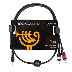 Компонентный кабель ROCKDALE XC-001-1M, 3,5 мм Stereo Mini Jack (папа) - 2 х RCA(папа), 1 м, черный