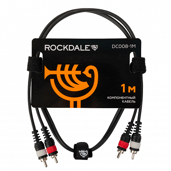 Компонентный кабель  ROCKDALE DC008-1M, 2 RCA (папа) - 2 RCA (папа), 1 м, черный | Музыкальные инструменты ROCKDALE