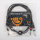 Компонентный кабель ROCKDALE XC-14S-2M, 2 x 6,3 мм Mono Jack (папа) - 3,5 мм Stereo Mini Jack(папа), 2 м, черный – фото 6