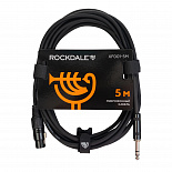 Микрофонный кабель ROCKDALE XF001-5M, XLR (мама) - 6,3 мм Stereo Jack(папа), 5 м, черный – фото 1