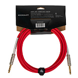 Инструментальный (гитарный) кабель ROCKDALE Wild A3, 6,3 мм Mono Jack (папа) x 2, 3 м, красный – фото 2