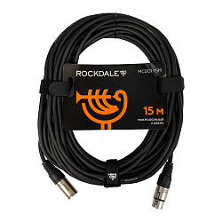 Микрофонный кабель ROCKDALE MC001-15M,  XLR (папа) - XLR (мама), 15 м, черный